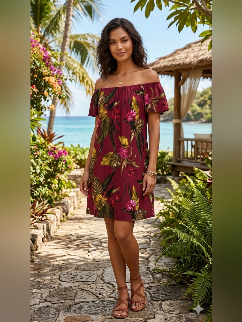 πGeorge Floral Top in Pink and Olive